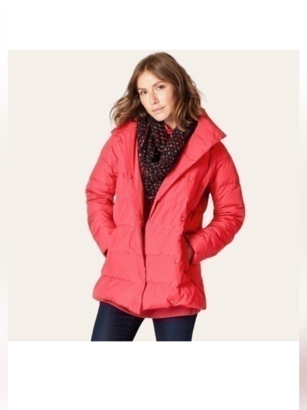 J. Jill Coral-Red Puffer Jacket